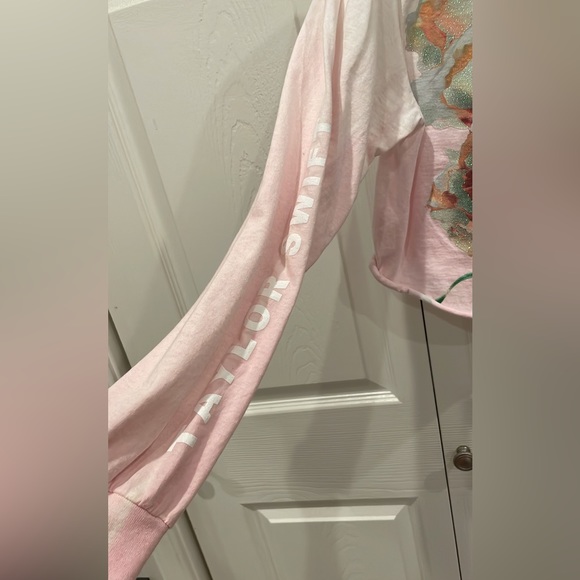 Taylor Swift Lover pink color fade long sleeve shirt with flowers - Picture 2 of 2